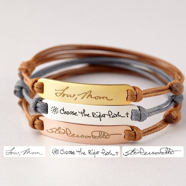 Pulsera con escritura a mano, pulsera de oro de 14 quilates, Día de la Madre, pulsera conmemorativa personalizada, regalo conmemorativo, regalos para mamá