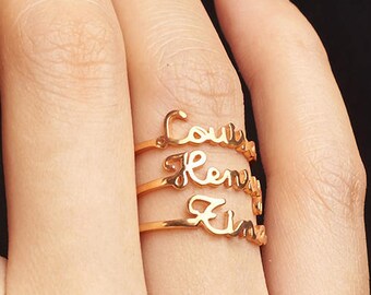 Stacking Name Ring • Stackable Name Ring • Gold Stacking Ring • Personalized Name Jewelry • Dainty Gold Ring (Price is for ONE ring) CNR17