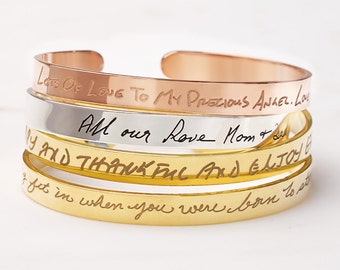Handwriting Bracelet • Handwritten Bangle • Silver Handwritten Bracelet • Signature Bracelet • Memorial gift • Handwritten Cuff CHB03