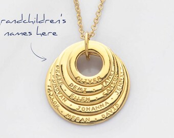 Grandma gift • Grandmother necklace with children's names • Mom necklace • Grandma necklace • Family necklace • Mom gift - CMN10-13