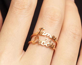 Personalized Name Ring • Gold Name Ring • Stacking Ring • Stackable Mother Ring • Name Stack Ring (Price is for ONE ring) - CNR