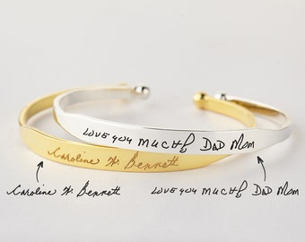 Silver Handwriting Bracelet, Handwritten Jewelry, Mourning Bracelet, Memorial Gift, Loss Of Mother Gift, Remember Dad Gift