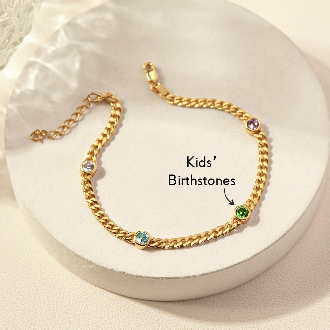 Family Birthstone Bracelet for Mom, Multiple Birthstone Jewelry, Custom ...