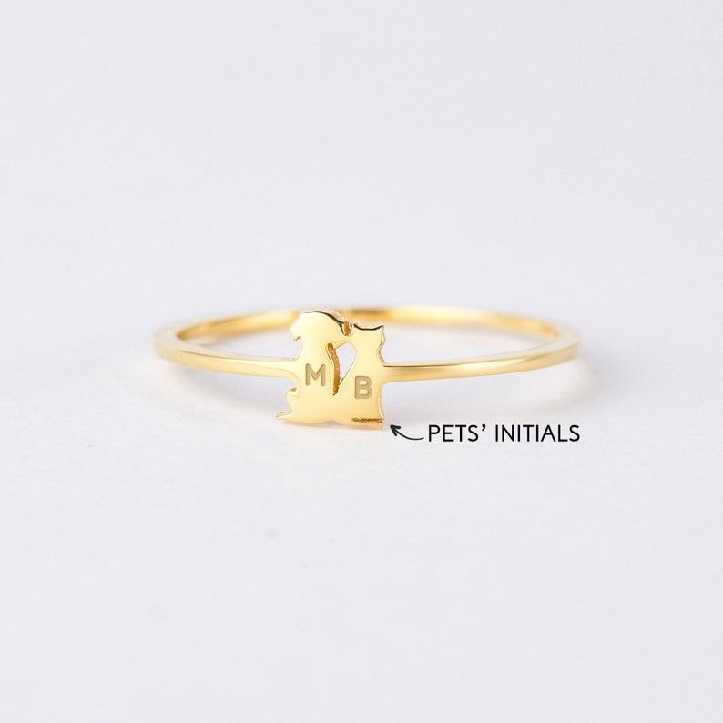 Custom Dog Cat Ring, TINY Pet Lover Ring, Engraved Pets Initials, Dog Mom Gifts, Cat Lover Mothers Day Gift, Pet Mom Gift, Gift For Cat Lady image 8