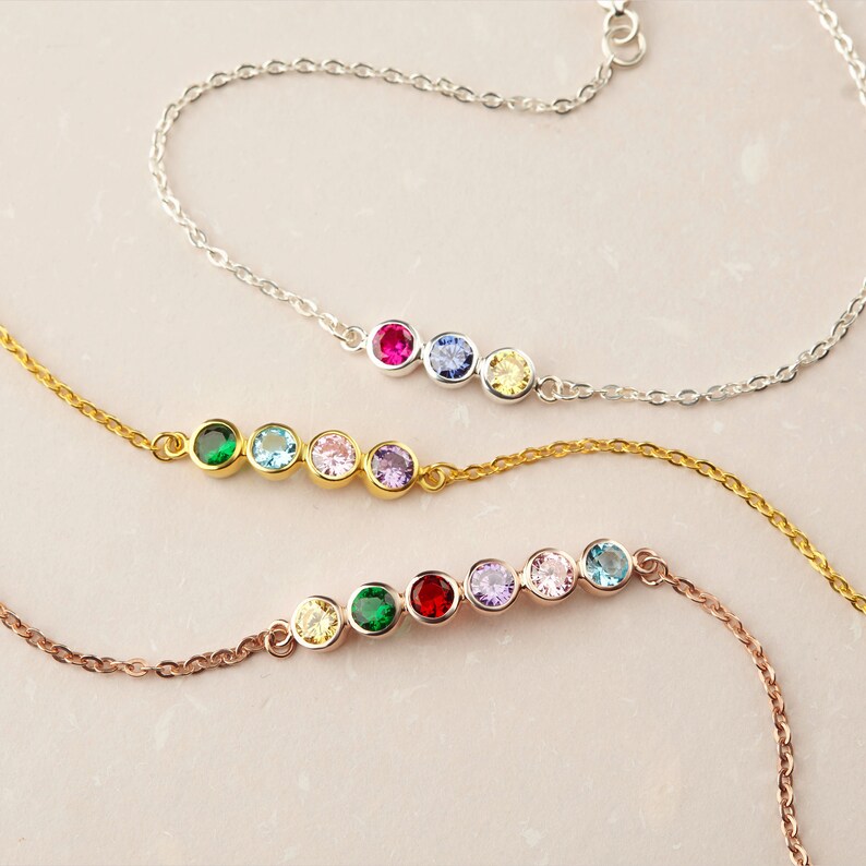 Birthstone Bracelet for Mom Family Birthstone Bracelet Etsy
