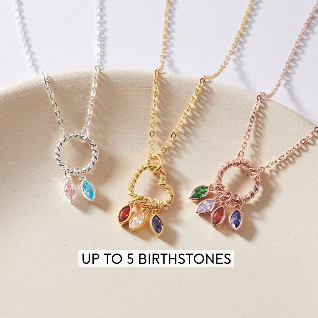 Multiple Birthstone Necklace Mother Children Birthstone Necklace