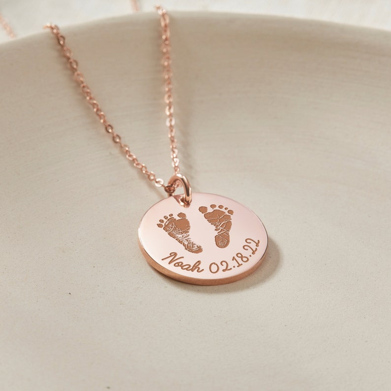 Mom Necklace With Feet, Baby Footprint Necklace, Foot Print Necklace, New Mom Gift, Foot Print Jewelry, Mothers Day Gift image 6