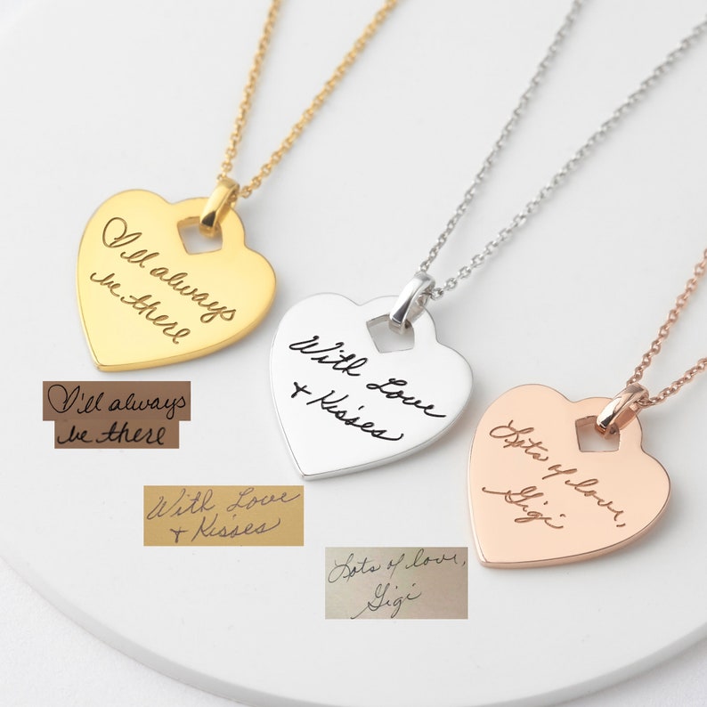 Gold Handwriting Necklace Memorial Handwriting Jewelry Etsy