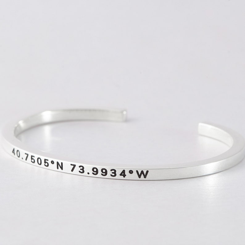 Coordinate Bracelet Latitude Longitude Bracelet Coordinates Gift Gift For Her Coordinates Jewelry Coordinate Bangle image 2