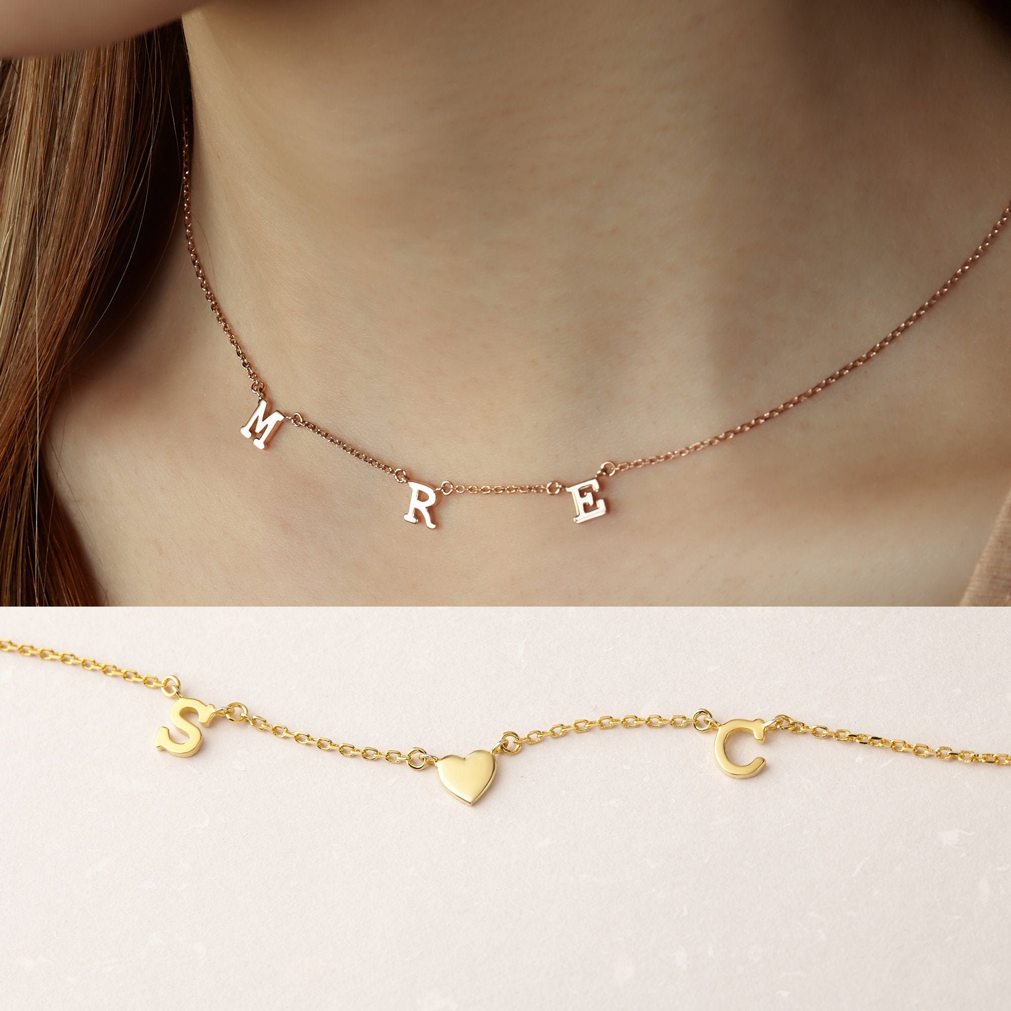 Necklace with three initials Clearance