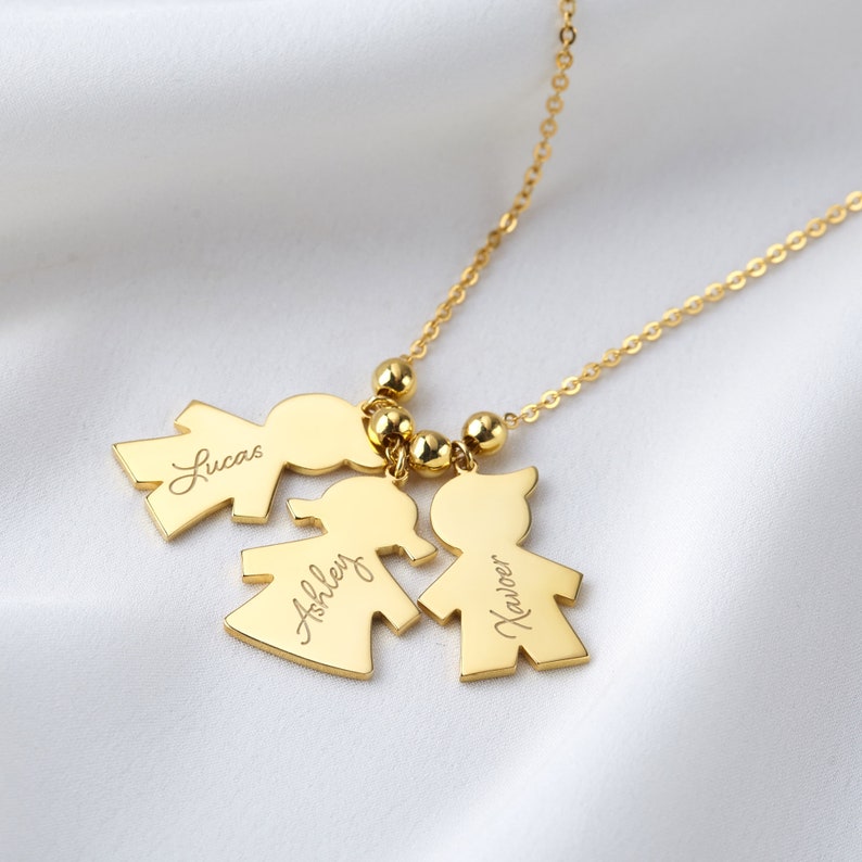 Mothers Necklace Kids Names Necklace Children Charm Etsy