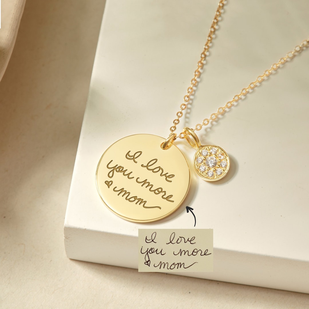 Engraved Handwriting Jewelry Handwriting Necklace for Mom Christmas Present for Mom Signature Jewelry Mom Jewelry Gift in Memory Gifts Etsy