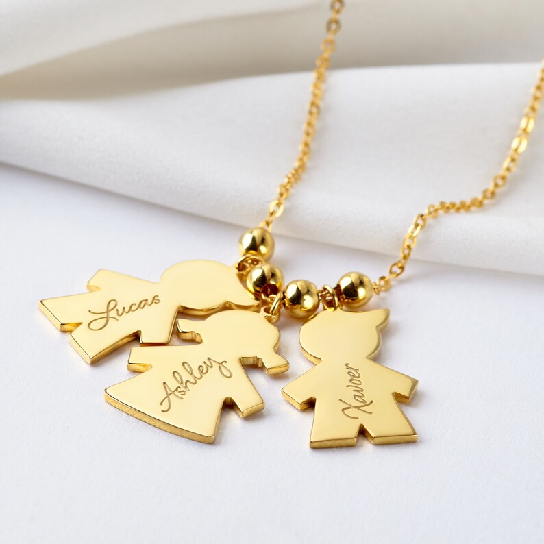 Mothers Necklace Kids Names Necklace Children Charm Etsy