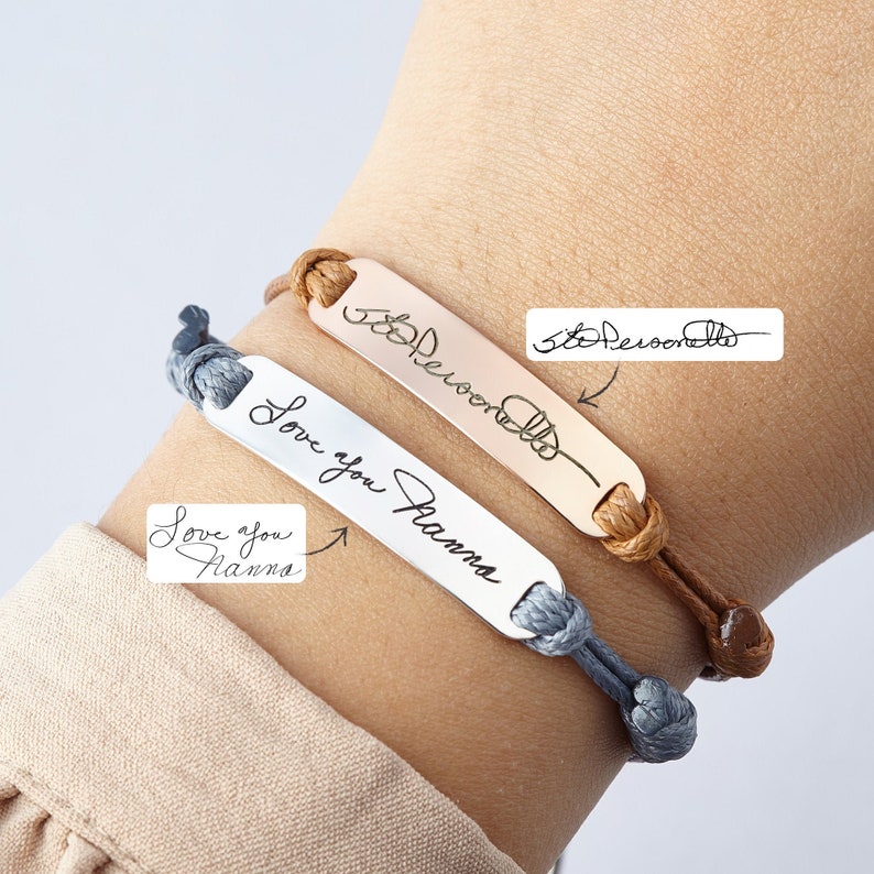 Handwriting Bracelet Leather Signature Bracelet Handwritten Etsy