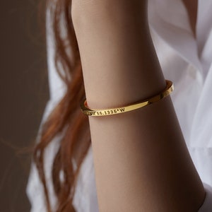 Coordinate Bracelet Latitude Longitude Bracelet Coordinates Gift Gift For Her Coordinates Jewelry Coordinate Bangle image 4