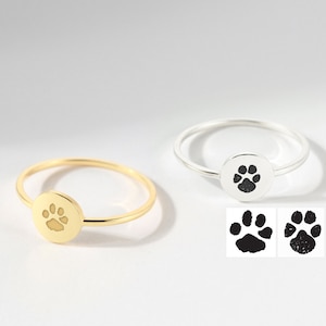 Actual Paw Print Ring, Pet Memorial Ring, Dog Memorial Gift, Pet Loss Gift, Dog Ring, Cat Ring, Dog Print Jewelry, Pet Lover Gift image 5