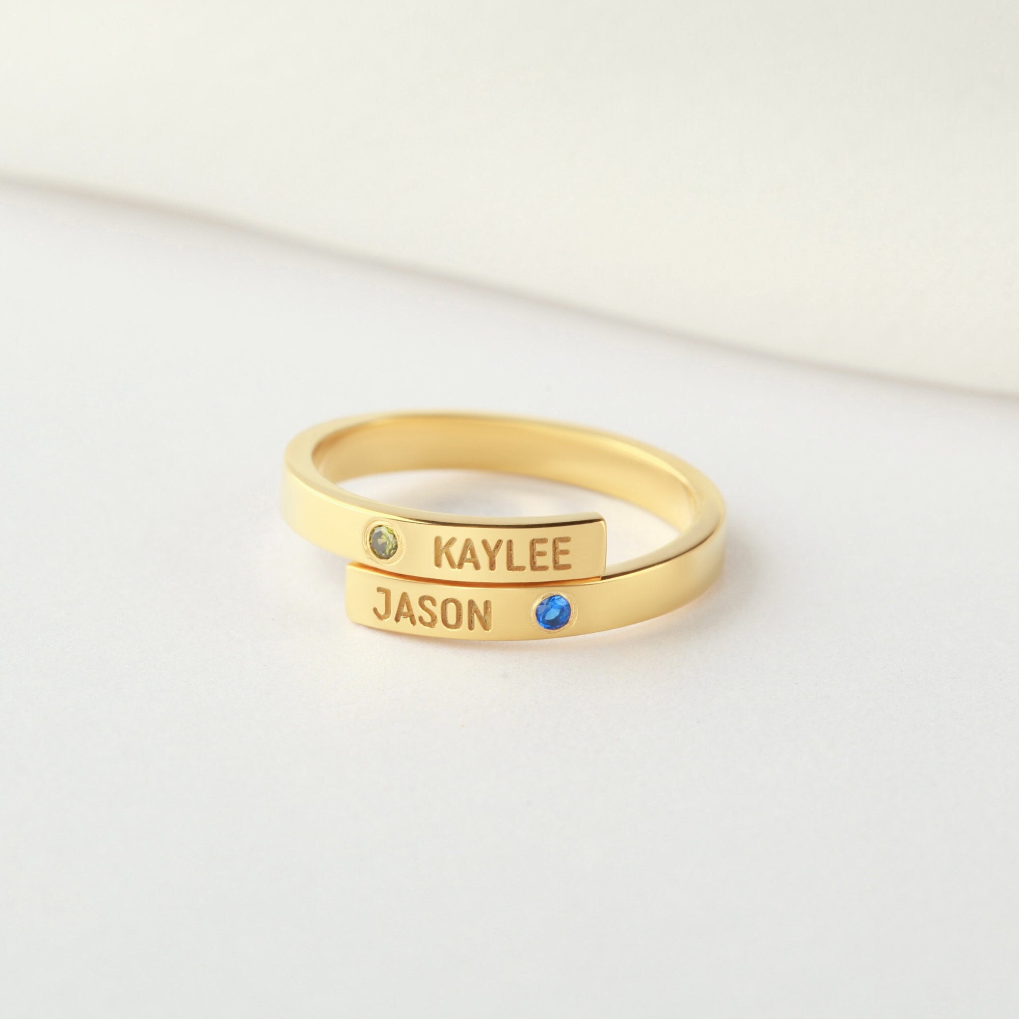 Mom Ring 2 Kids Two Names Ring With 