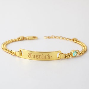 Baby Girl Bracelet, Kid Valentine Gift, Custom Name Bracelet For Kid, Boy ID Bracelet Gold, Toddler Bracelet, Little Girl Gift Bracelet image 9