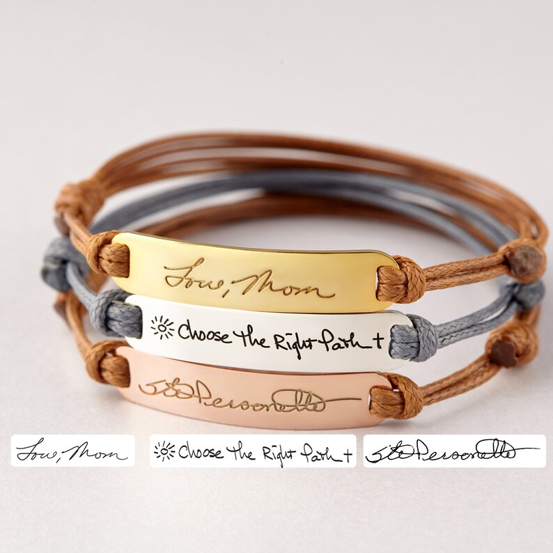 Handwriting Bracelet Leather Signature Bracelet Handwritten Etsy