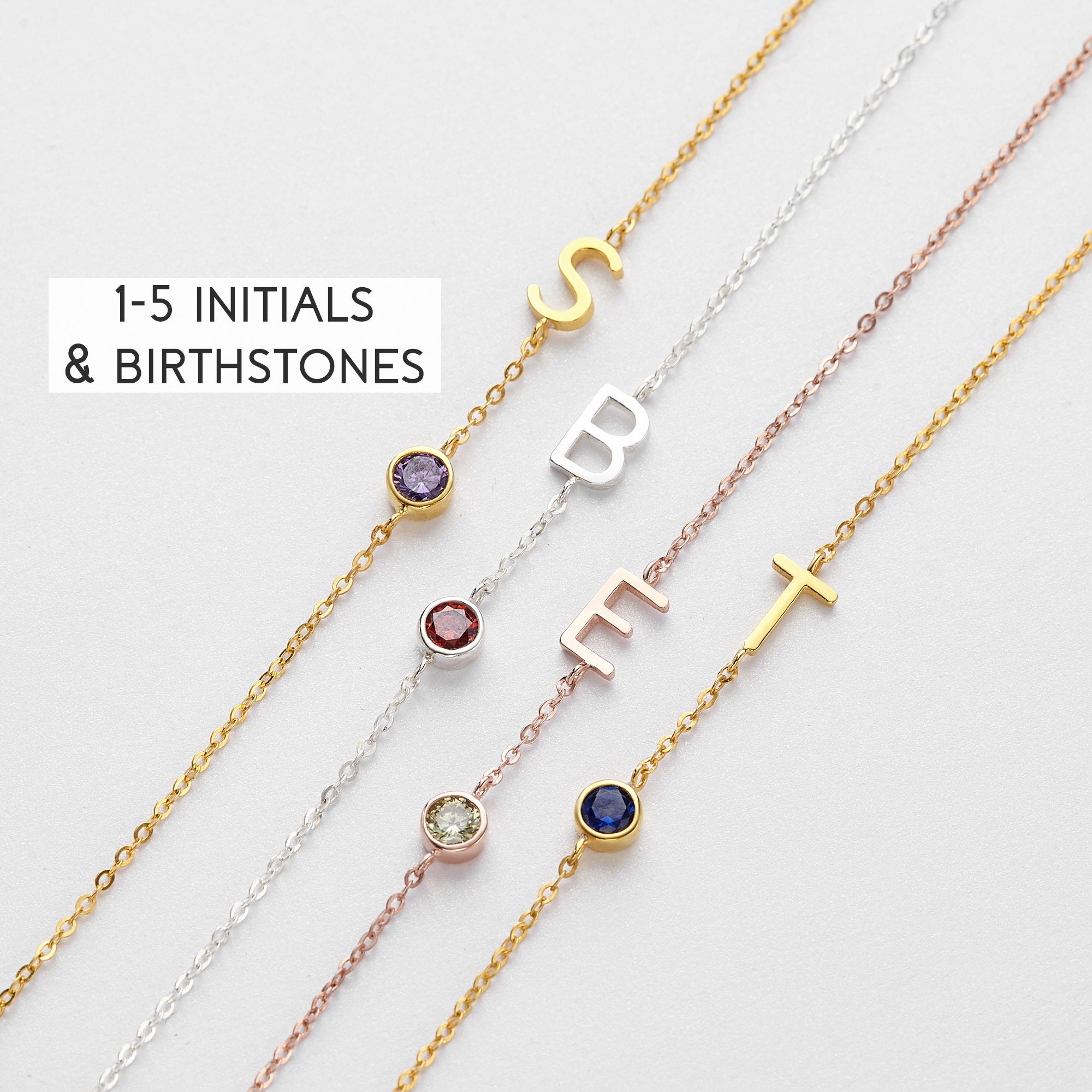 Sideways Initial Necklace Personalized 