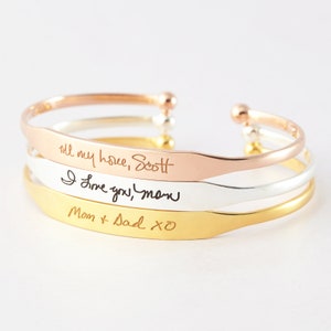 Loss Of A Loved One, Handwriting Engraved Bracelet, Signature Bracelet, Memorial Gift, Handwritten Cuff Bracelet, Handwritten Jewelry