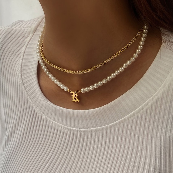 Pearl Letter Necklace Pearl Letter Necklace