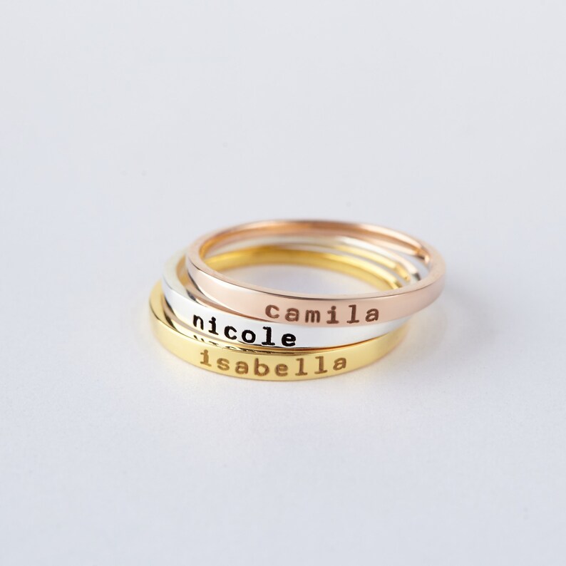 Stackable Mom Rings Mother Ring Stacking Rings Name Kids Etsy