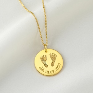 Mom Necklace With Feet, Baby Footprint Necklace, Foot Print Necklace, New Mom Gift, Foot Print Jewelry, Mothers Day Gift image 8