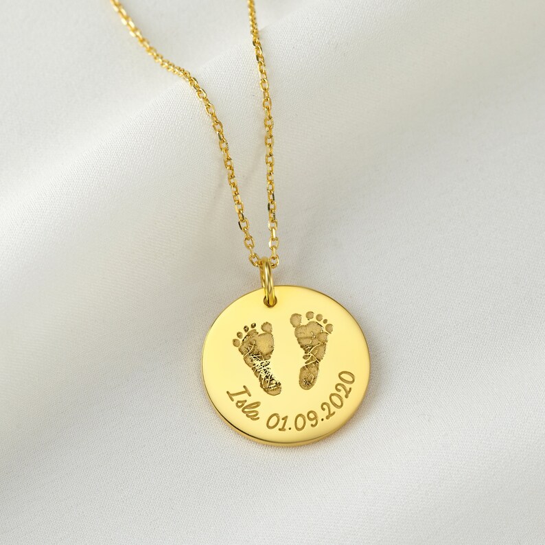 Mom Necklace With Feet, Baby Footprint Necklace, Foot Print Necklace, New Mom Gift, Foot Print Jewelry, Mothers Day Gift image 8