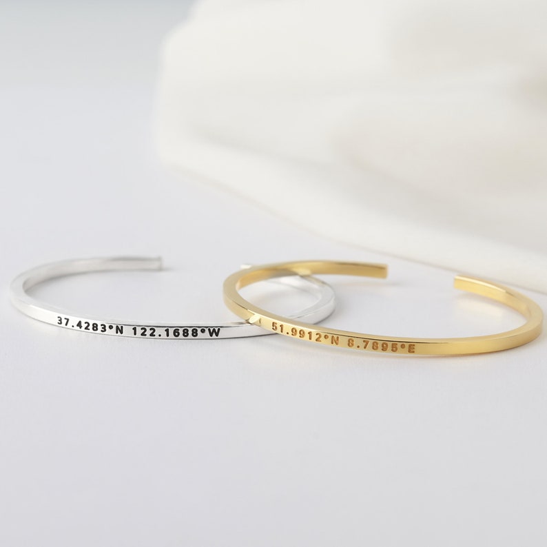 Coordinate Bracelet Latitude Longitude Bracelet Coordinates Gift Gift For Her Coordinates Jewelry Coordinate Bangle image 7