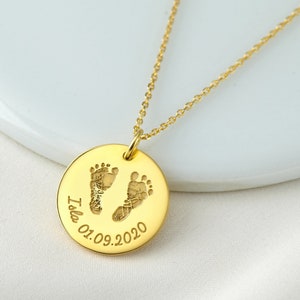 Mom Necklace With Feet, Baby Footprint Necklace, Foot Print Necklace, New Mom Gift, Foot Print Jewelry, Mothers Day Gift image 9