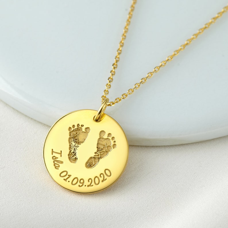 Mom Necklace With Feet, Baby Footprint Necklace, Foot Print Necklace, New Mom Gift, Foot Print Jewelry, Mothers Day Gift image 9