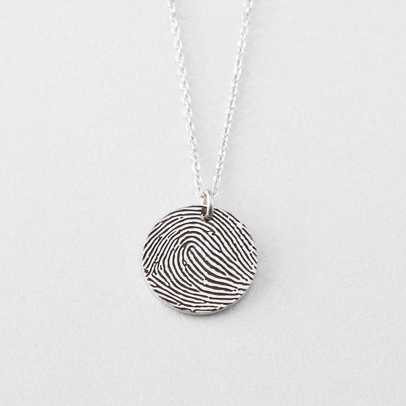 Thumbprint Necklace, Mothers Day Fingerprint Necklace, Engraved Fingerprint Pendant, Engraved Necklace with Fingerprint, Memorial Gift image 8