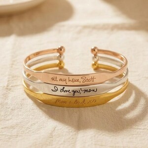 Handwriting Bracelet, Engraved Bracelets, Signature Bracelet, Personalized Christmas Gifts, Memorial Gift,Sympathy Gifts For Loss Of Mother image 2
