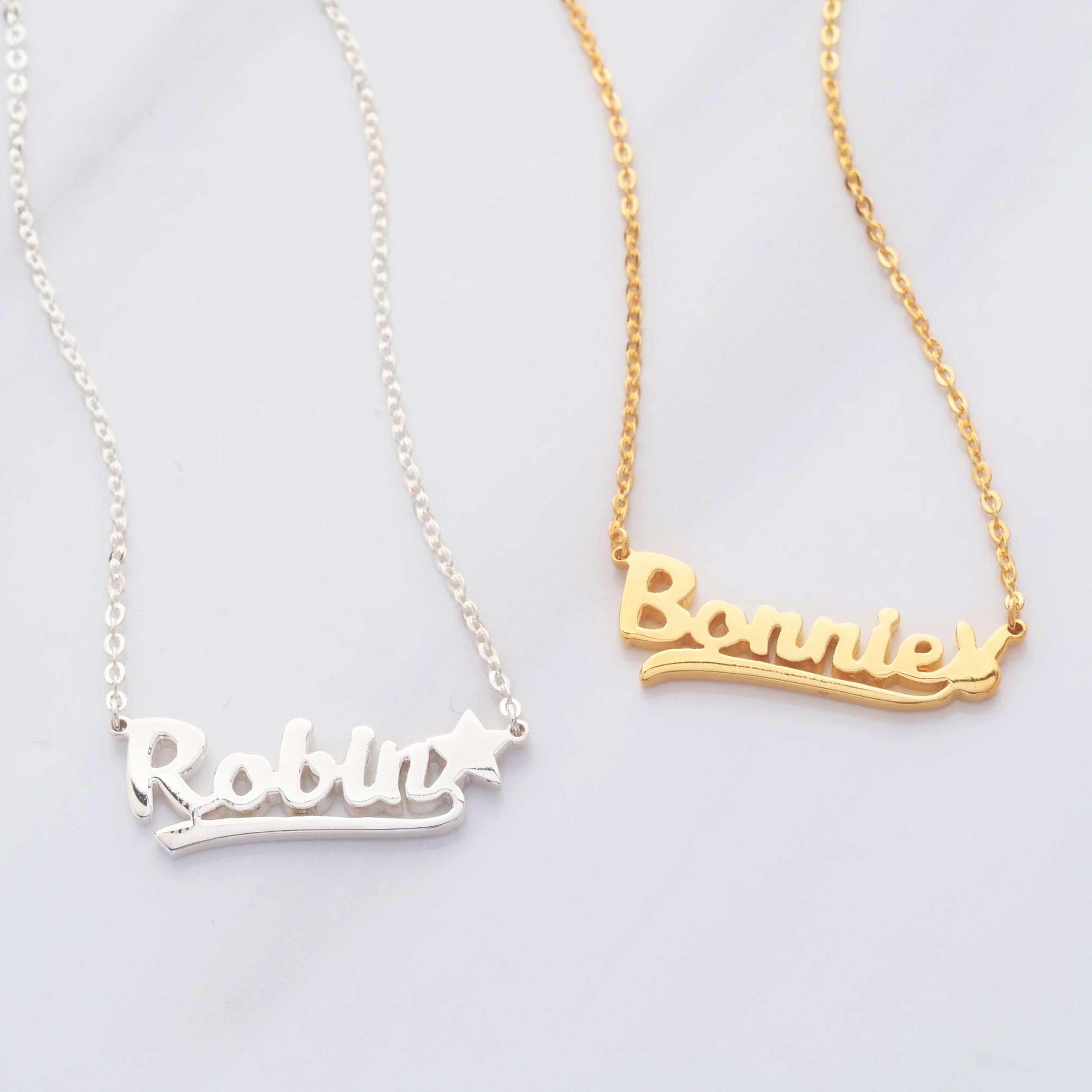 Girl Name Necklace Baby Name Necklace Name Charm Necklace Etsy