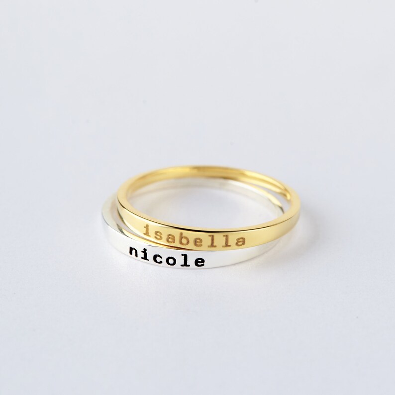 Stackable Mom Rings Mother Ring Stacking Rings Name Kids Etsy