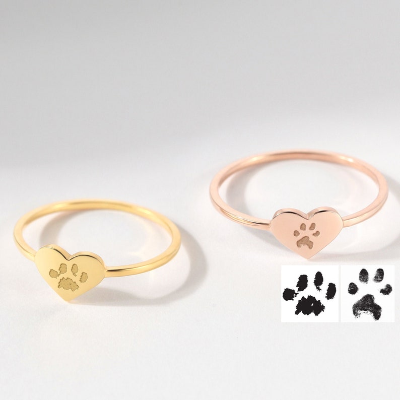 Actual Paw Print Ring, Pet Memorial Ring, Dog Memorial Gift, Pet Loss Gift, Dog Ring, Cat Ring, Dog Print Jewelry, Pet Lover Gift image 3