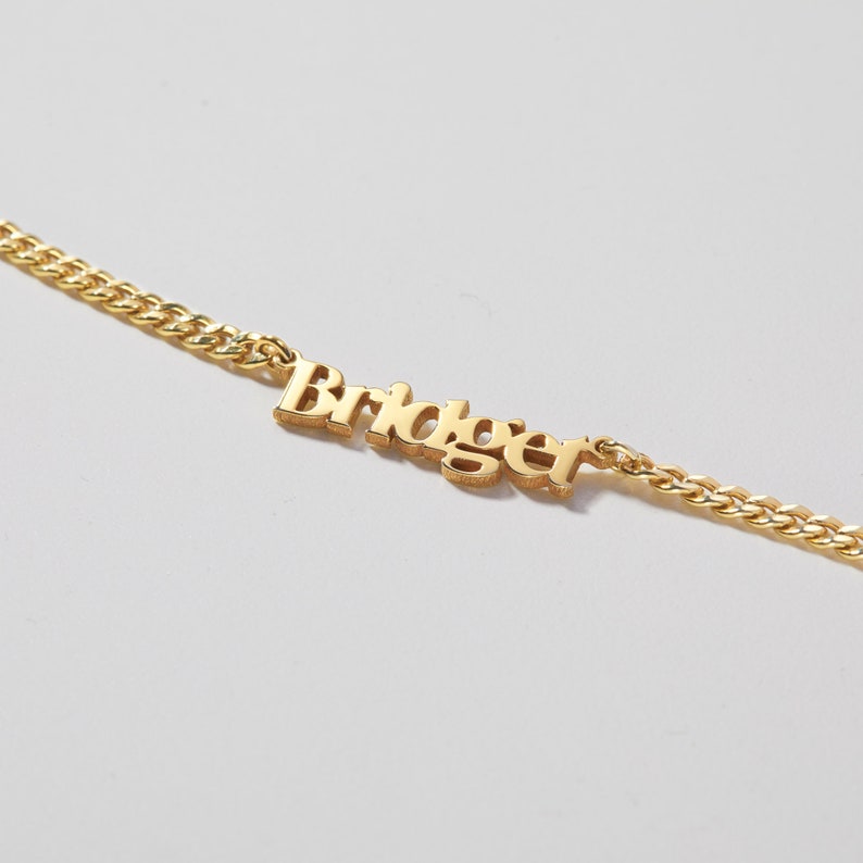 Nameplate Necklace, Personalized Necklace For Her, Gold Name Jewelry, Teenage Birthday Gift, Curb Chain Name Necklace, High School Girl Gift image 3