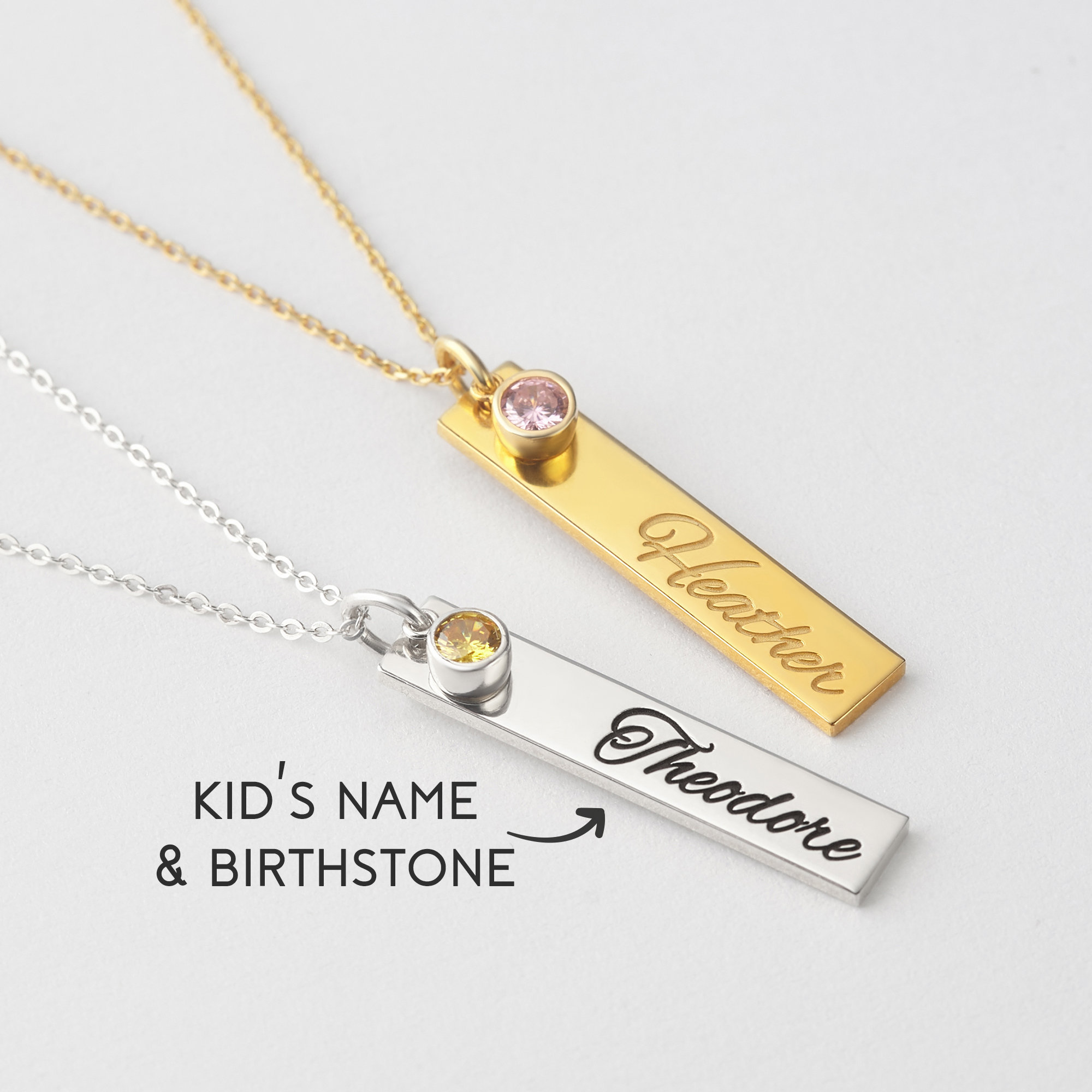 Birthstone Name Necklace New Mom 