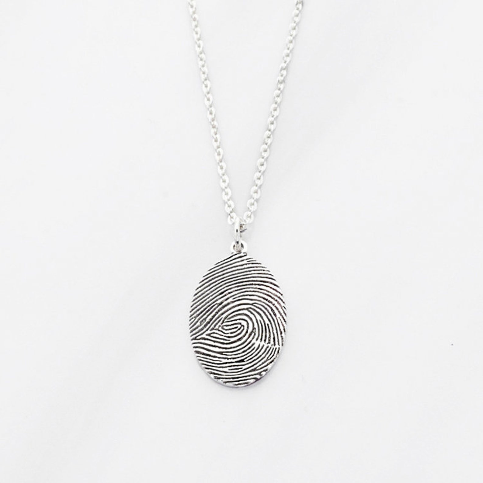 Fingerprint Jewelry Thumbprint Necklace Silver Grief Etsy