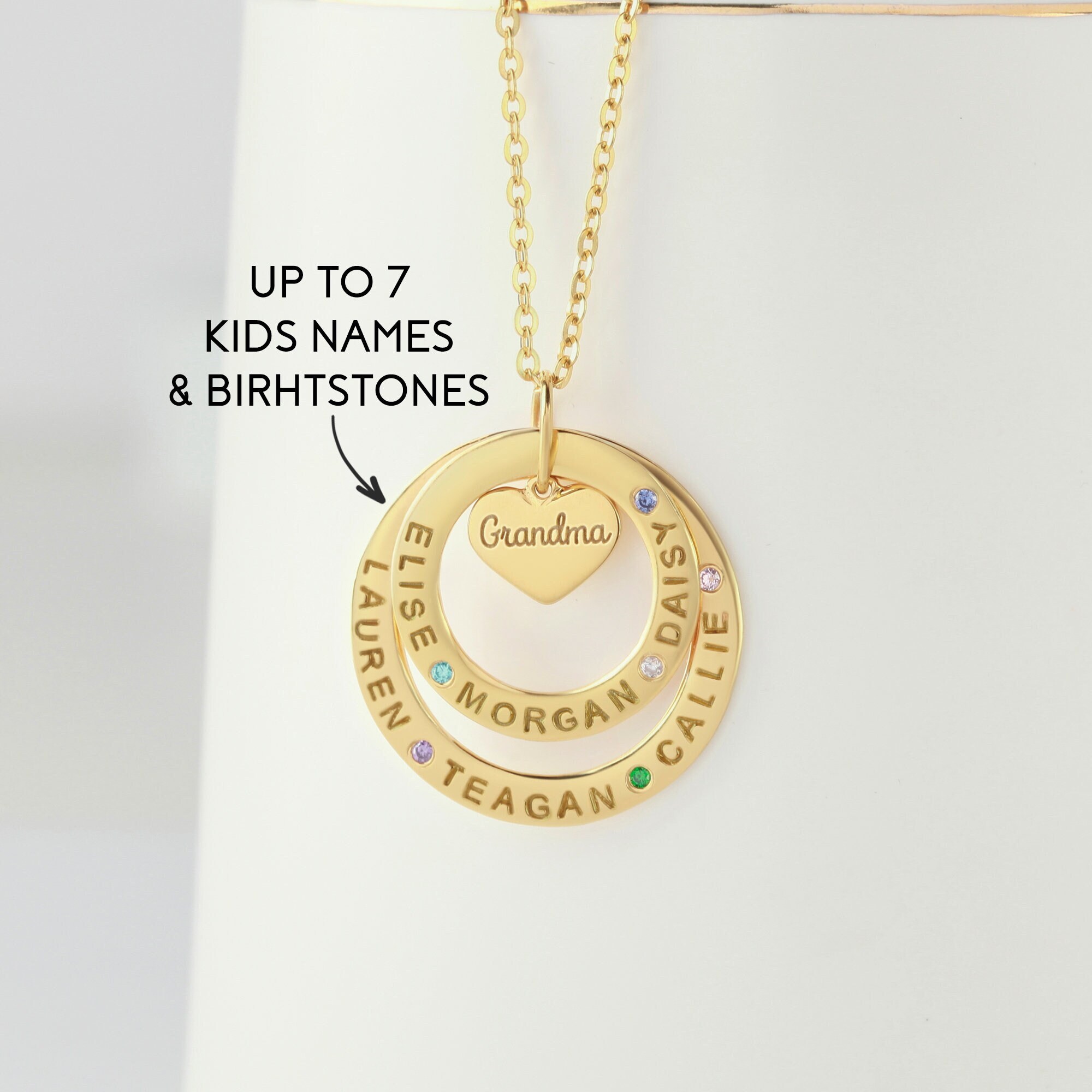 Grandma Necklace Birthstone Grandkids 
