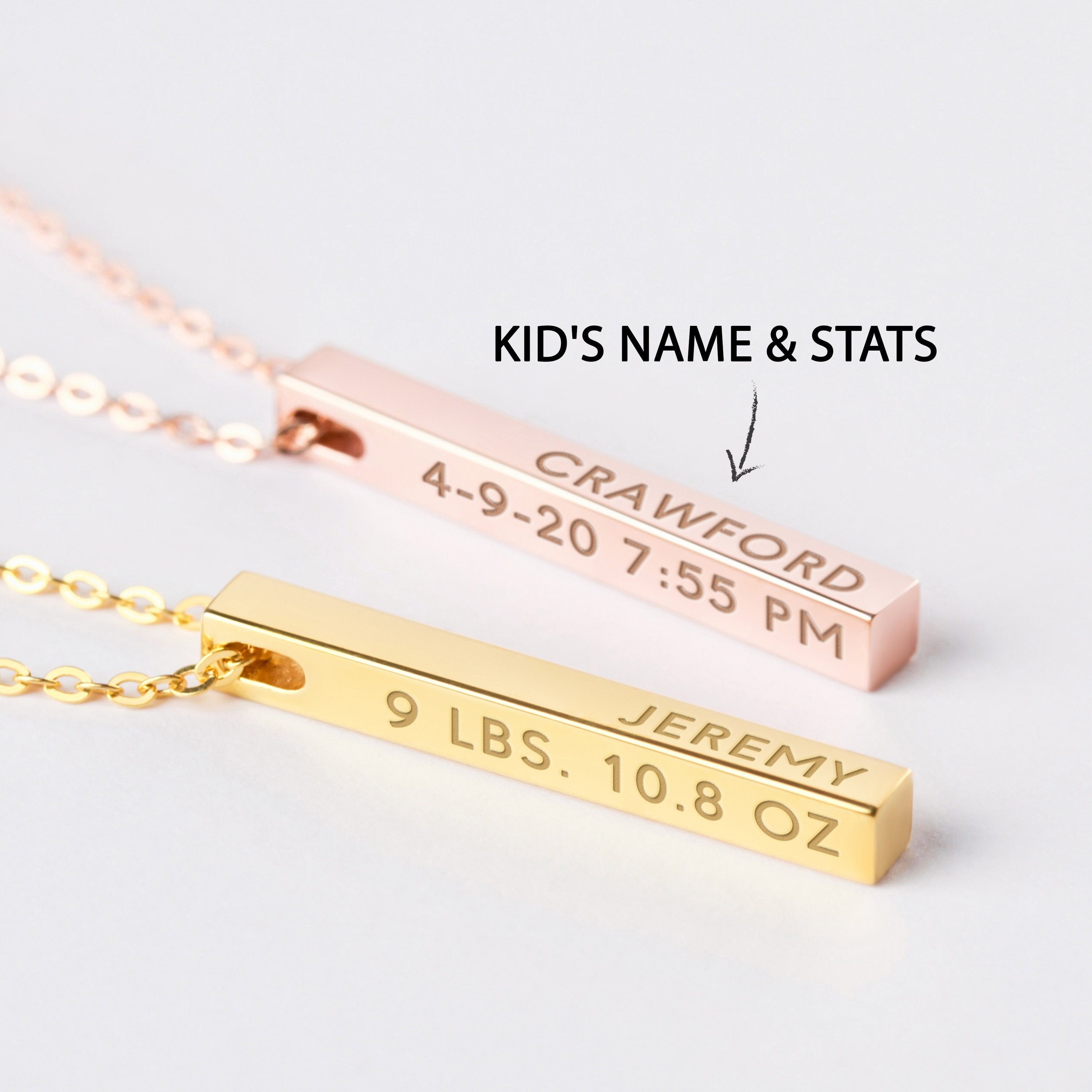 Baby Stats Necklace New Mom Necklace 
