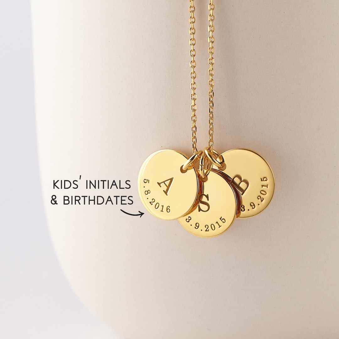 Children Initials Necklace Initial Birthdate Necklace Kids Initials Necklace Christmas Gift for Mom Mom Custom Jewelry Gift Etsy Canada