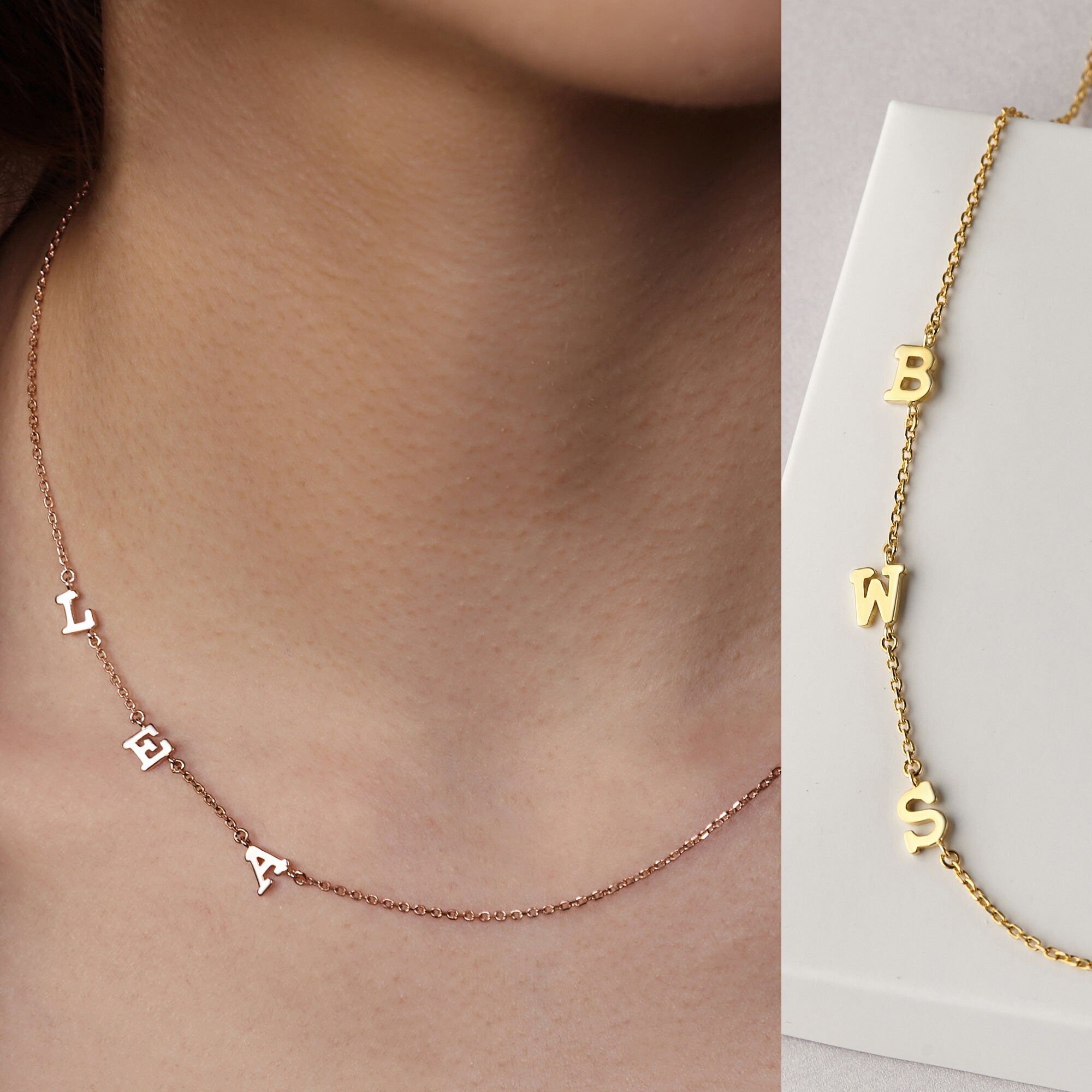 Mom Necklace With Kids Initials Gift 