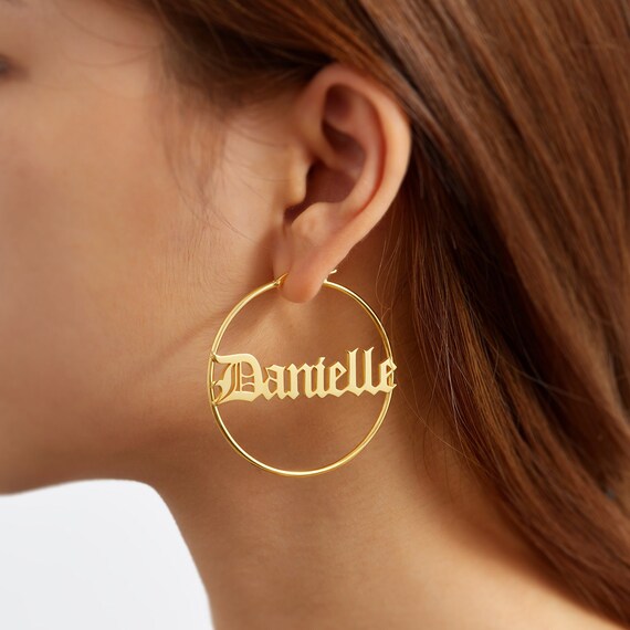 Hoop earring with name best sale