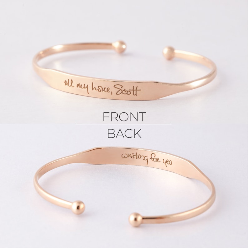 engraved handwriting bracelets