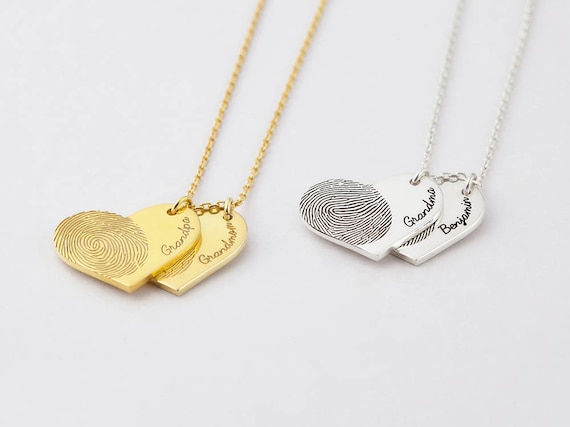 Double Heart Fingerprint Necklace Bereavement Jewelry Sympathy Gift in Sterling Silver Fingerprint Jewelry Memorial Necklace Etsy Canada