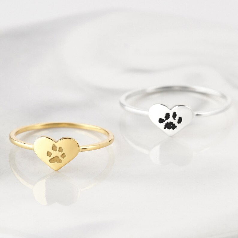 Actual Paw Print Ring, Pet Memorial Ring, Dog Memorial Gift, Pet Loss Gift, Dog Ring, Cat Ring, Dog Print Jewelry, Pet Lover Gift image 9