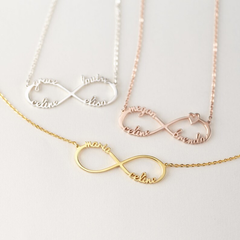Infinity Name Necklace Mom Necklace With Kids Names Mom Gift Etsy
