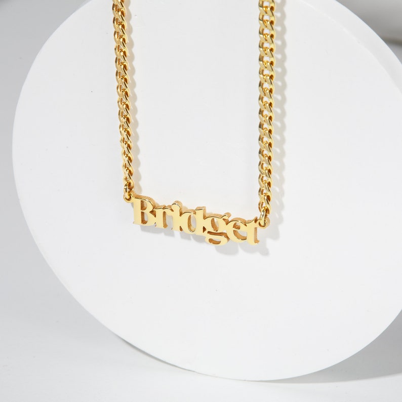 Nameplate Necklace, Personalized Necklace For Her, Gold Name Jewelry, Teenage Birthday Gift, Curb Chain Name Necklace, High School Girl Gift image 6